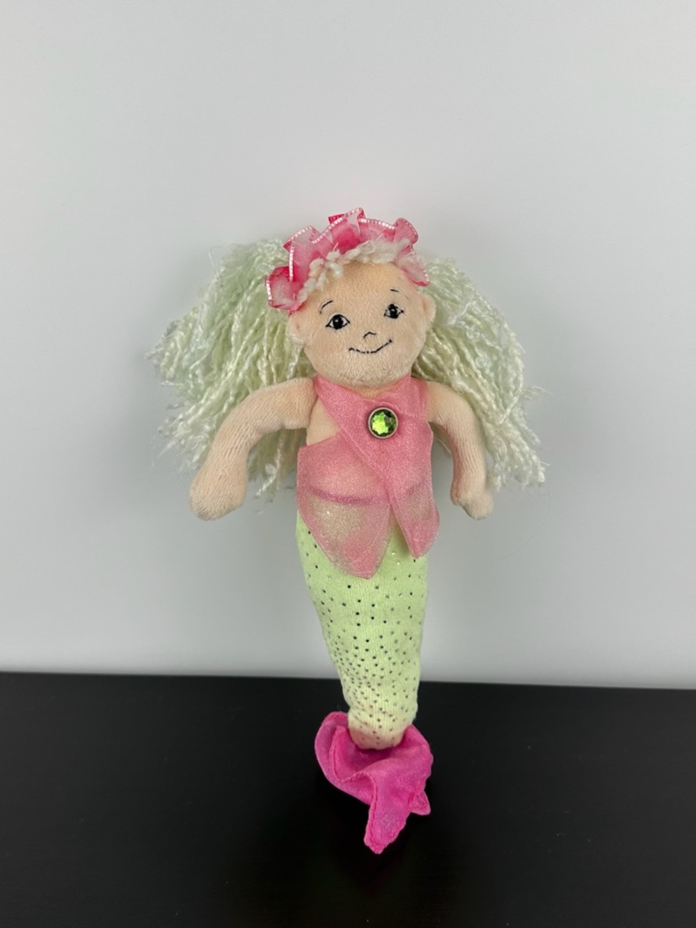 Douglas Cuddle Toys Rare Pink & Kiwi Green Mermaid 10” Plush Stuffed Doll
